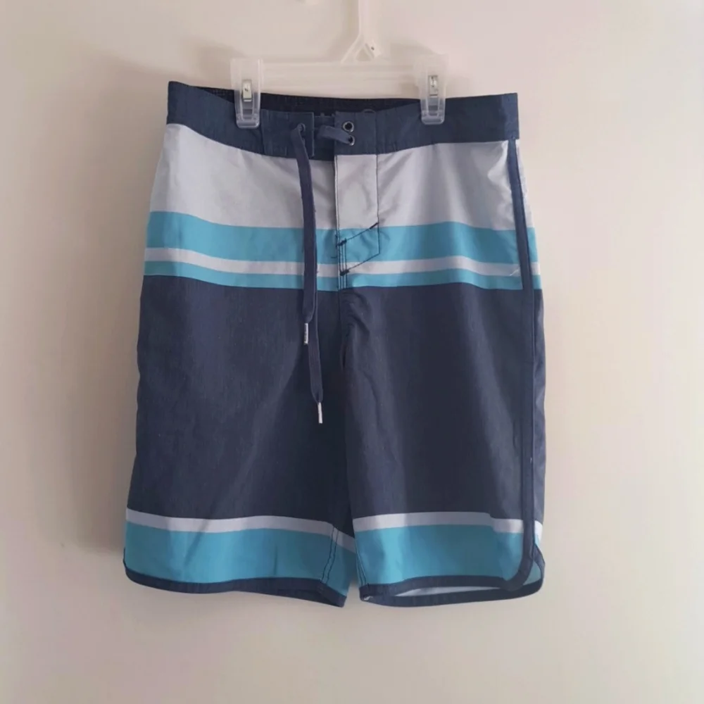 Boys Hang Ten Gray and Blue Swim Shorts size Medium